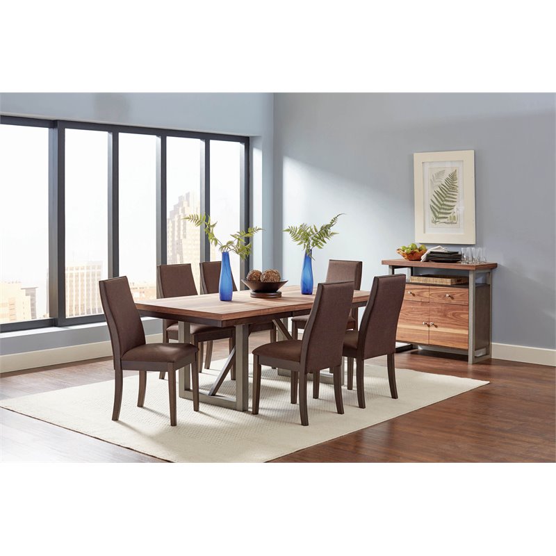 Pemberly Row 7-Piece Rectangular Dining Table Set in Chocolate