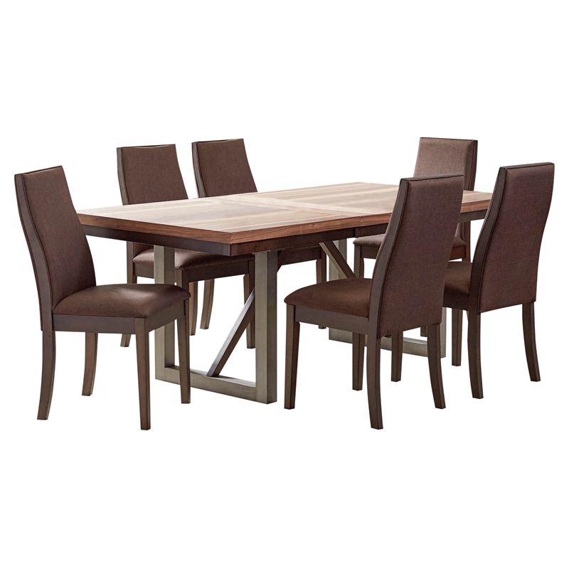 Pemberly Row 7-Piece Rectangular Dining Table Set in Chocolate