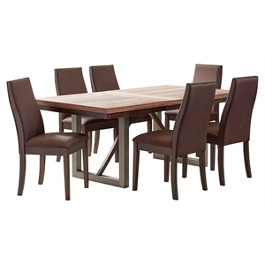 Pemberly Row 7-Piece Rectangular Dining Table Set in Chocolate
