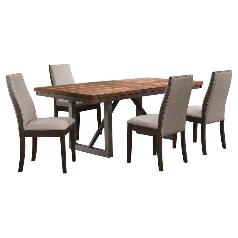 Pemberly Row 5-Piece Rectangular Dining Table and 4 Chair Set in Taupe
