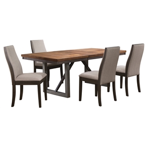 Pemberly Row 5-Piece Rectangular Dining Table and 4 Chair Set in Taupe