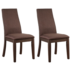 Pemberly Row Upholstered Wood Dining Chair Set of 2 in Chocolate