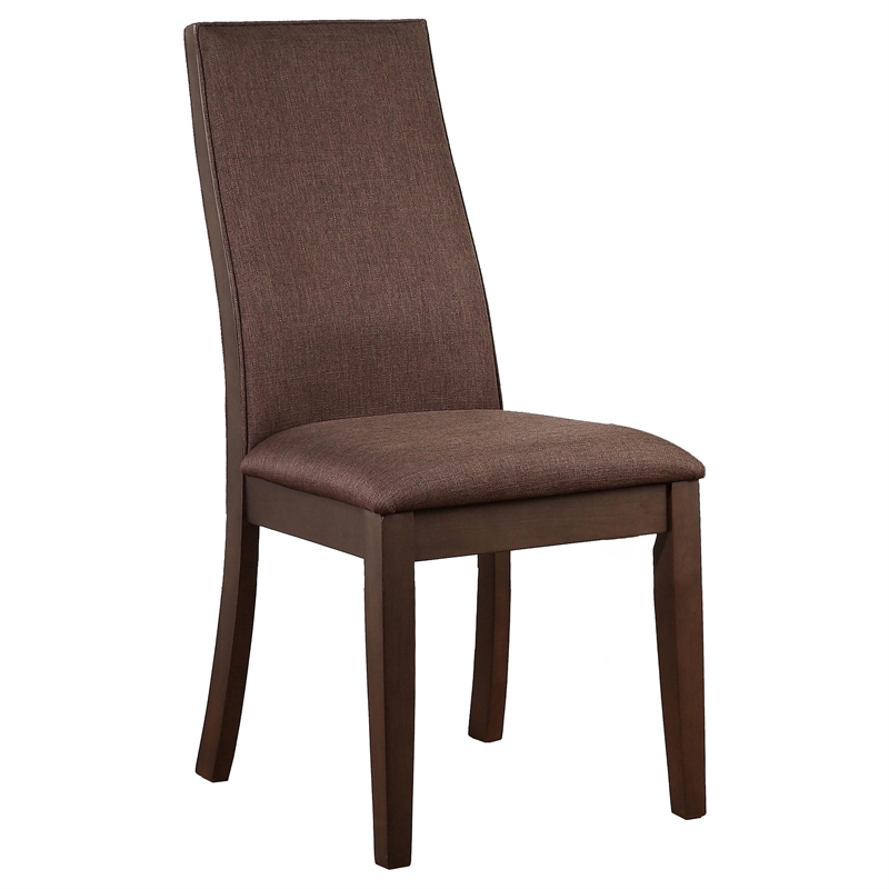 Pemberly Row Upholstered Wood Dining Chair Set of 2 in Chocolate
