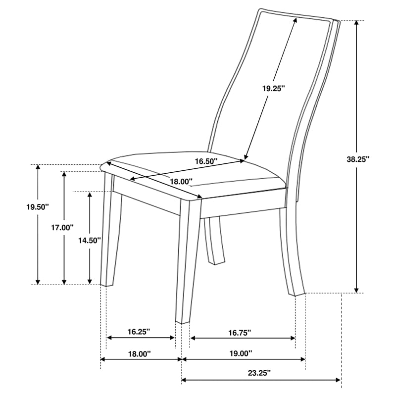 Pemberly Row Upholstered Wood Dining Chair Set of 2 in Chocolate