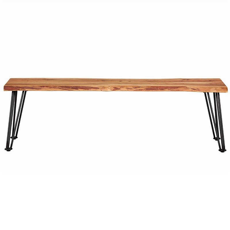 Pemberly Row Wood Dining Bench with Hairpin Legs in Natural Acacia