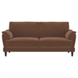 Pemberly Row Velvet Upholstered Crescent Arm Tufted Sofa in Rust