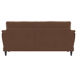 Pemberly Row Velvet Upholstered Crescent Arm Tufted Sofa in Rust