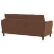 Pemberly Row Velvet Upholstered Crescent Arm Tufted Sofa in Rust
