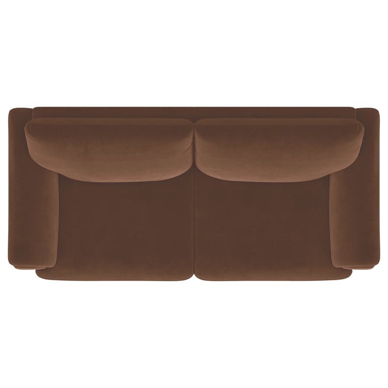 Pemberly Row Velvet Upholstered Crescent Arm Tufted Sofa in Rust