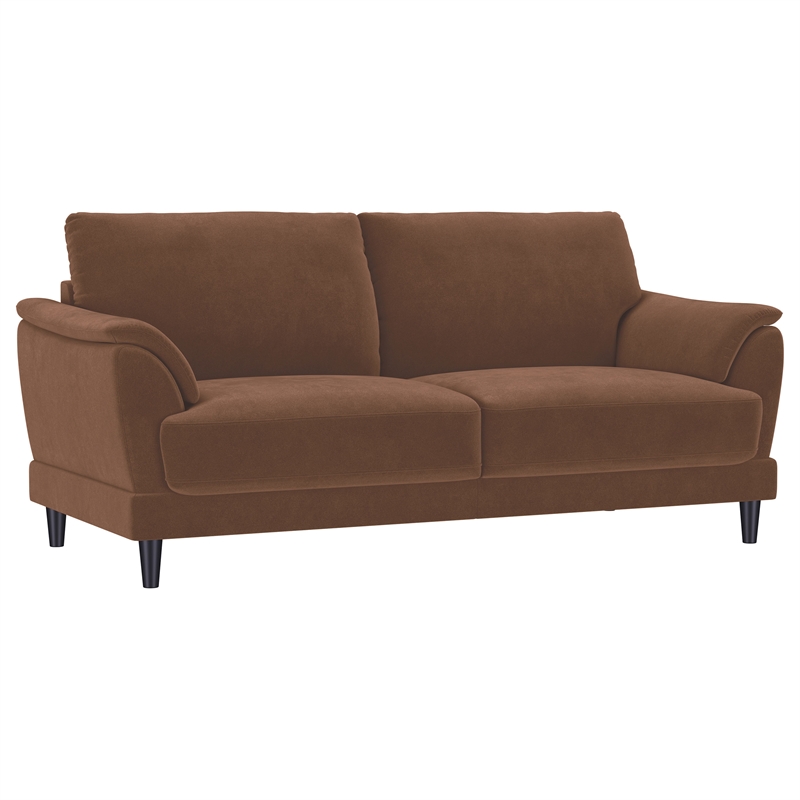 Pemberly Row 2-Piece Velvet Upholstered Crescent Arm Sofa Set in Rust