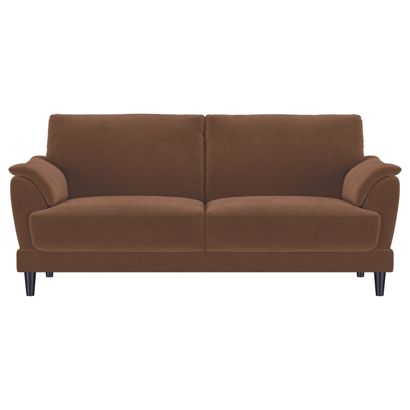 Pemberly Row 2-Piece Velvet Upholstered Crescent Arm Sofa Set in Rust