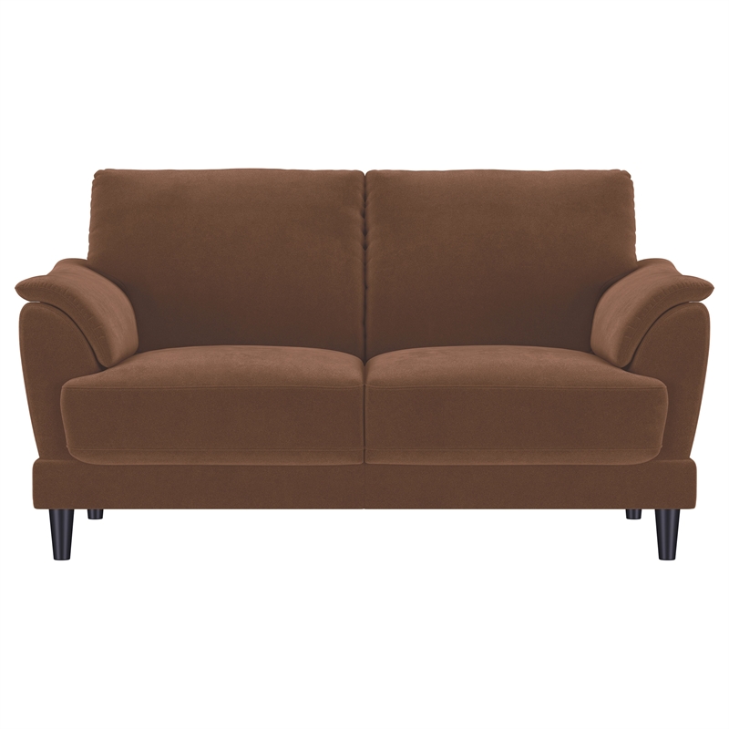 Pemberly Row 2-Piece Velvet Upholstered Crescent Arm Sofa Set in Rust