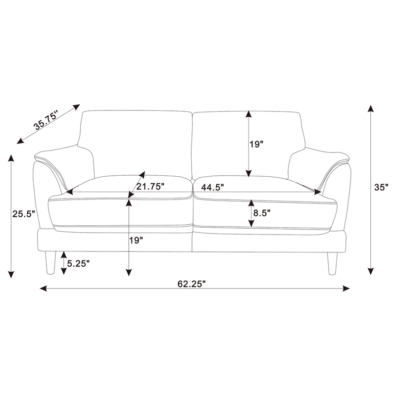 Pemberly Row 2-Piece Velvet Upholstered Crescent Arm Sofa Set in Rust