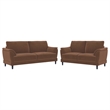 Pemberly Row 2-Piece Velvet Upholstered Crescent Arm Sofa Set in Rust