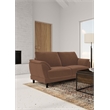 Pemberly Row Velvet Upholstered Crescent Arm Loveseat in Rust