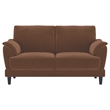 Pemberly Row Velvet Upholstered Crescent Arm Loveseat in Rust