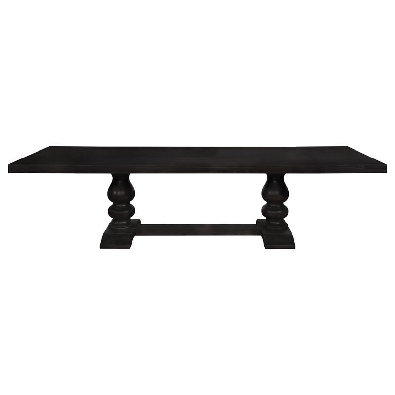 Pemberly Row 123-inch Extension Leaf Dining Table in Distressed Noir