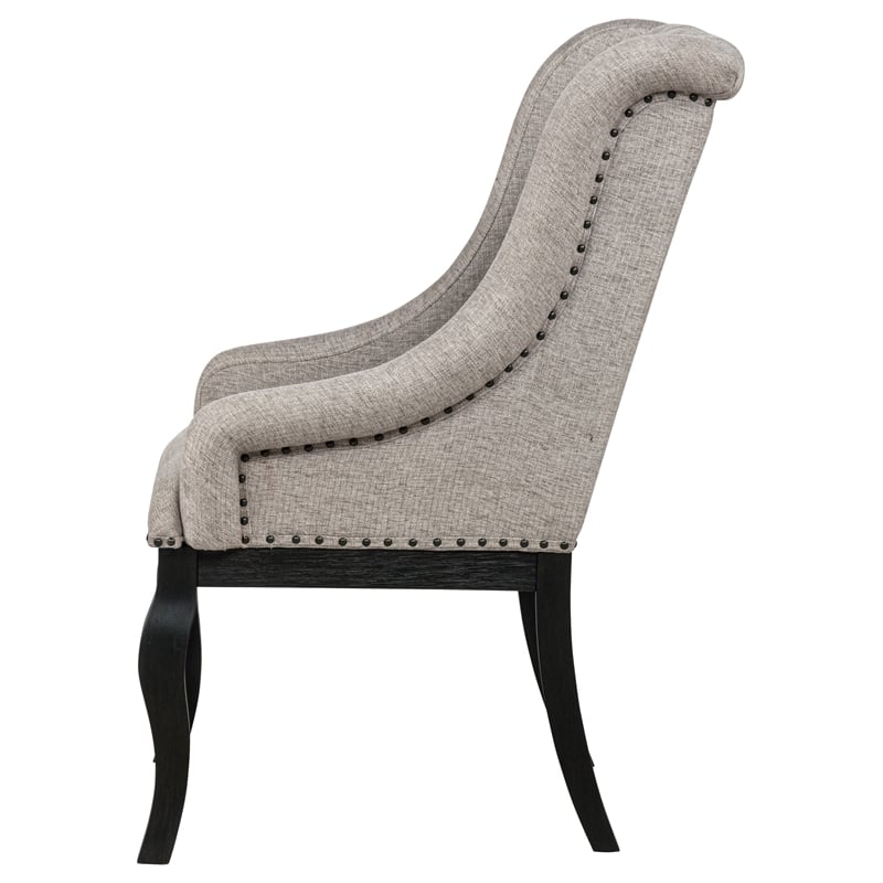 Pemberly Row 20.5'' Fabric Dining Arm Chair in Tan/Distressed Noir