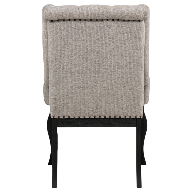 Pemberly Row 20.5'' Fabric Dining Arm Chair in Tan/Distressed Noir