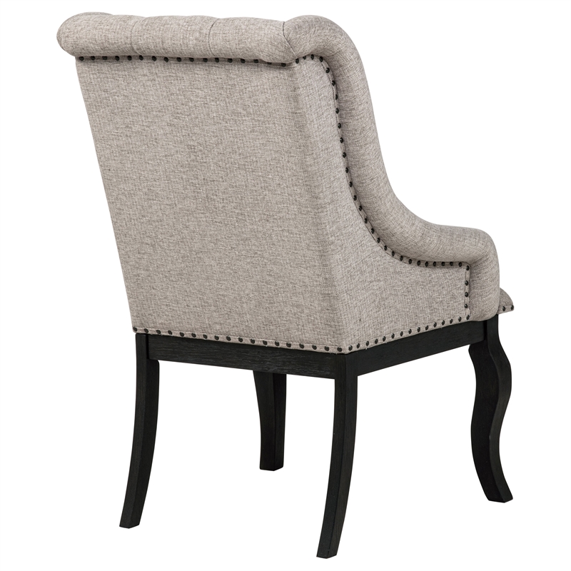 Pemberly Row 20.5'' Fabric Dining Arm Chair in Tan/Distressed Noir