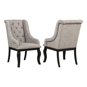 Pemberly Row 20.5'' Fabric Dining Arm Chair in Tan/Distressed Noir