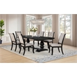 Pemberly Row 7-Piece Fabric Dining Table Set in Tan/Distressed Noir