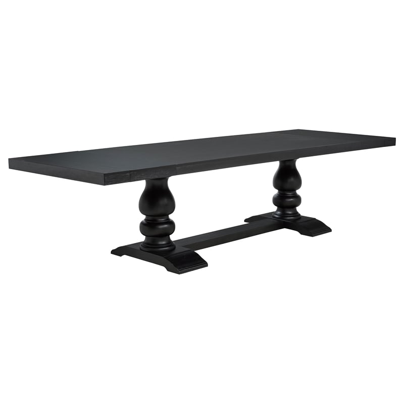 Pemberly Row 7-Piece Fabric Dining Table Set in Tan/Distressed Noir