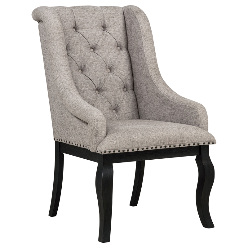Pemberly Row 9-Piece Dining Set with Arm Chairs in Tan/Distressed Noir