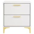 Pemberly Row 2-drawer Nightstand with Gold Bracket Legs in White