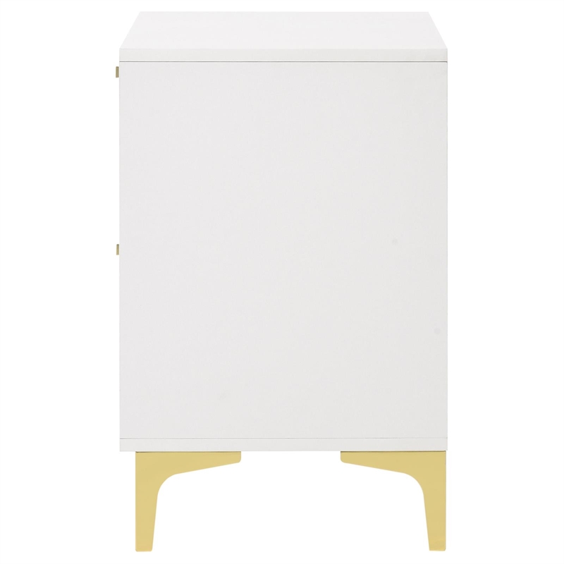 Pemberly Row 2-drawer Nightstand with Gold Bracket Legs in White