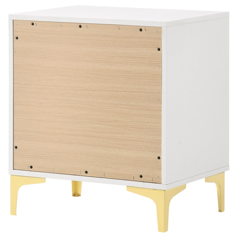 Pemberly Row 2-drawer Nightstand with Gold Bracket Legs in White