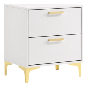 Pemberly Row 2-drawer Nightstand with Gold Bracket Legs in White