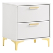 Pemberly Row 2-drawer Nightstand with Gold Bracket Legs in White