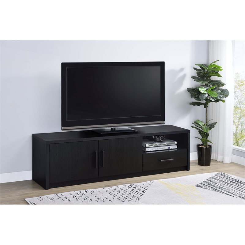 Pemberly Row 70-inch 2-door TV Stand Media Console with Drawer in Black