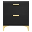 Pemberly Row 2-drawer Nightstand with Gold Bracket Legs in Black
