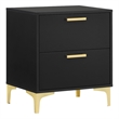 Pemberly Row 2-drawer Nightstand with Gold Bracket Legs in Black
