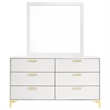 Pemberly Row 6-drawer Dresser with Mirror and Gold Bracket Legs in White
