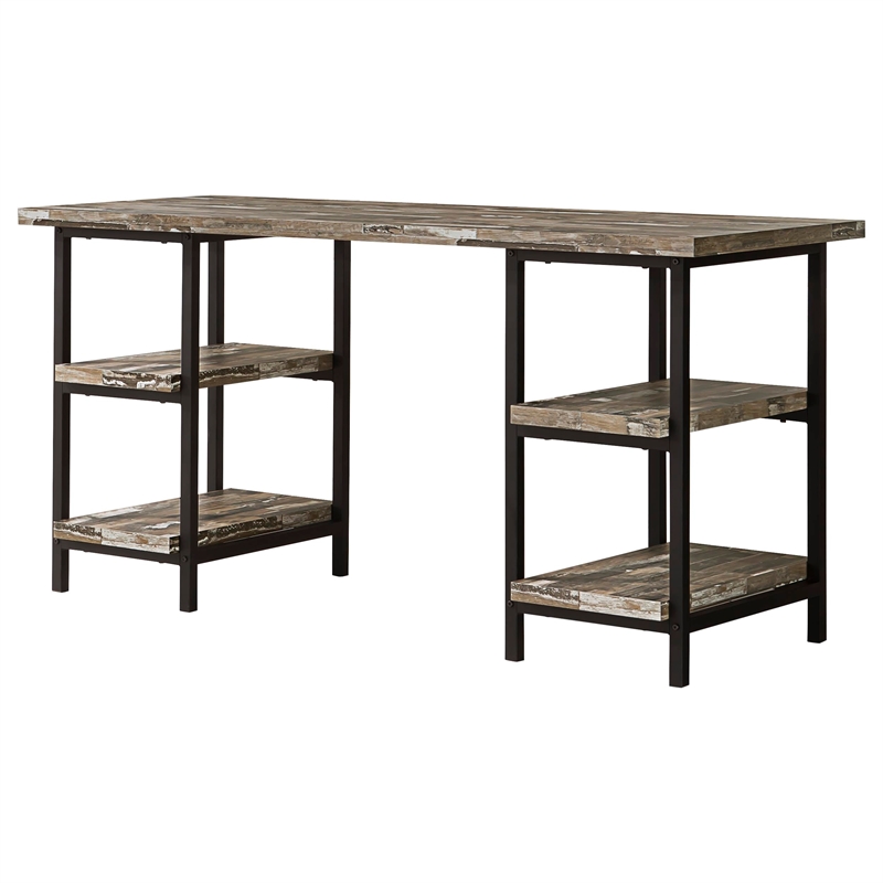 Pemberly Row 59-inch 4-shelf Writing Desk in Weathered Brown