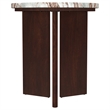 Pemberly Row 3-Piece Round Marble Top Coffee Table Set in Brown