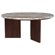 Pemberly Row 3-Piece Round Marble Top Coffee Table Set in Brown