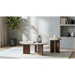 Pemberly Row 2-Piece Round Marble Top Coffee Table Set in Brown