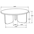 Pemberly Row Transitional Round Marble Top Cocktail Coffee Table in Brown