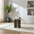 Pemberly Row Transitional Round Marble Top Side End Table in Brown