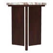 Pemberly Row Transitional Round Marble Top Side End Table in Brown