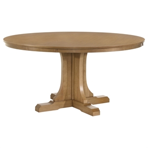 Pemberly Row 60&quot Round Wood Dining Table in Natural Light Brown