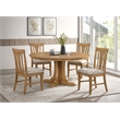 Pemberly Row 5-Piece Round Wood Dining Table Set in Natural Light Brown