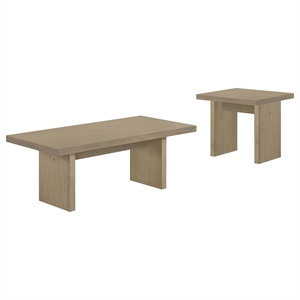 Pemberly Row 2-Piece Wood Coffee and End Table Set in Natural Oak
