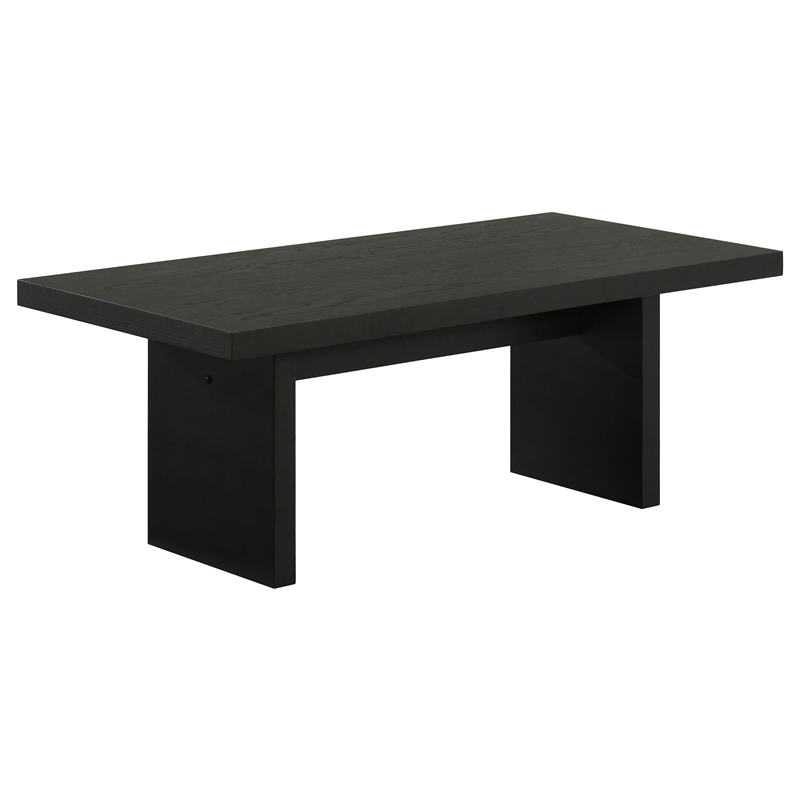 Pemberly Row 2-Piece Transitional Wood Coffee and End Table Set in Black