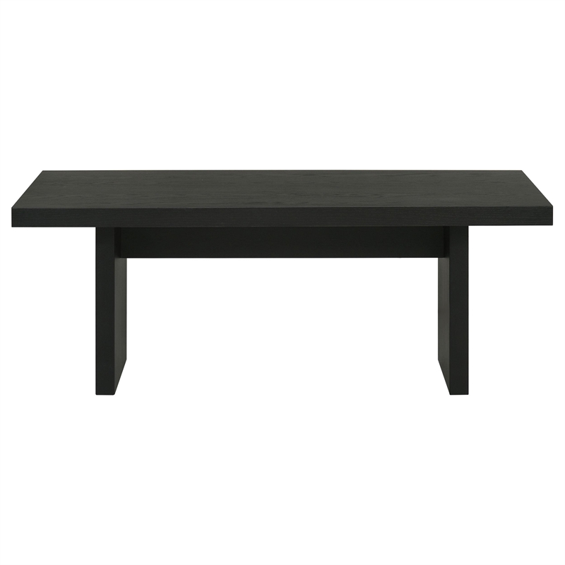 Pemberly Row 2-Piece Transitional Wood Coffee and End Table Set in Black