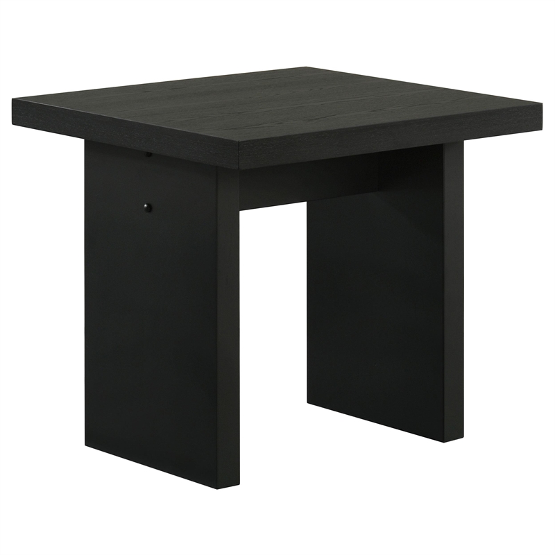 Pemberly Row 2-Piece Transitional Wood Coffee and End Table Set in Black